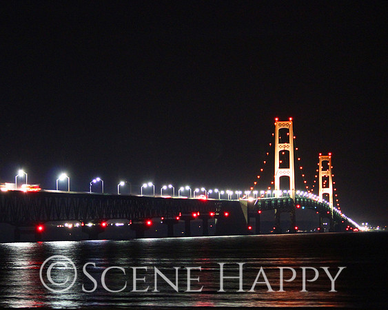 Mackinac Bridge At Night