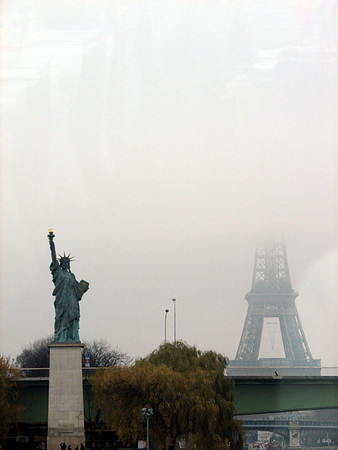Eiffel Tower with Statue of Liberty