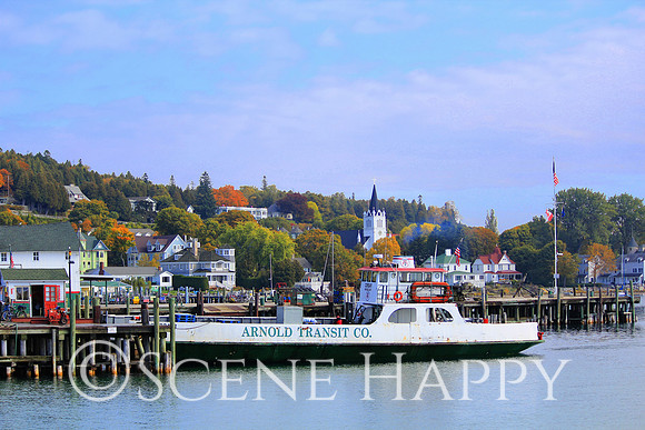 Mackinac Island Harbor View with Ferry